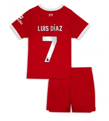 Liverpool Luis Diaz #7 Primera Equipación Niños 2023-24 Manga Corta (+ Pantalones cortos)